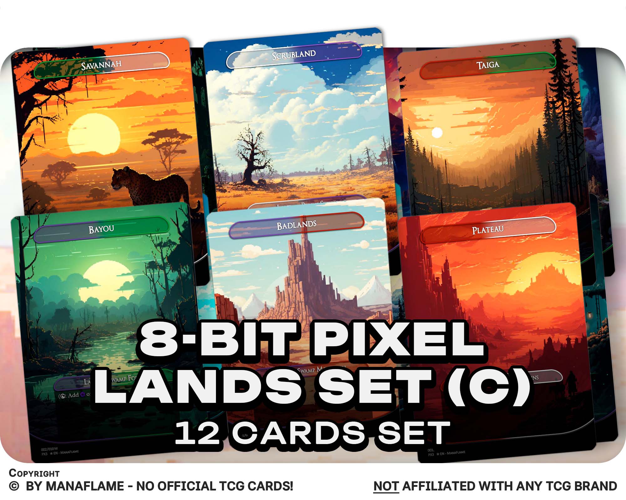 MTG Pixel Basic Lands 沼 20x MTG Pixel Themed Basic Lands Alternate Art High Quality