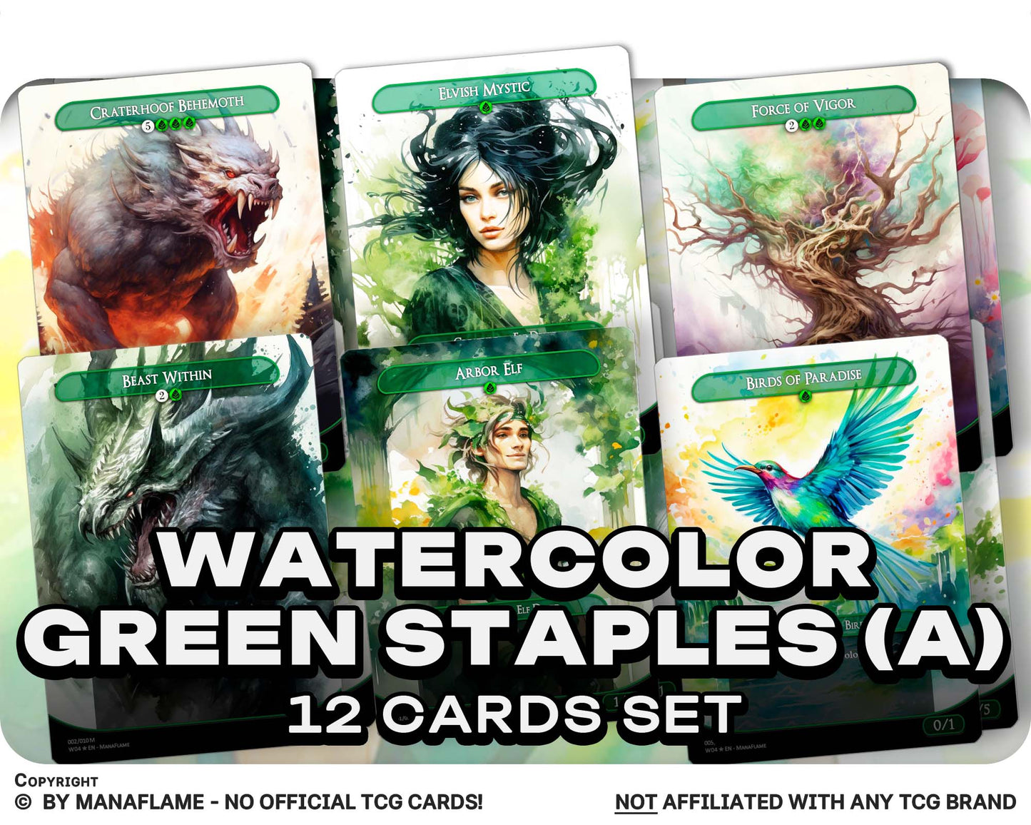 Watercolor Green Staples (A)